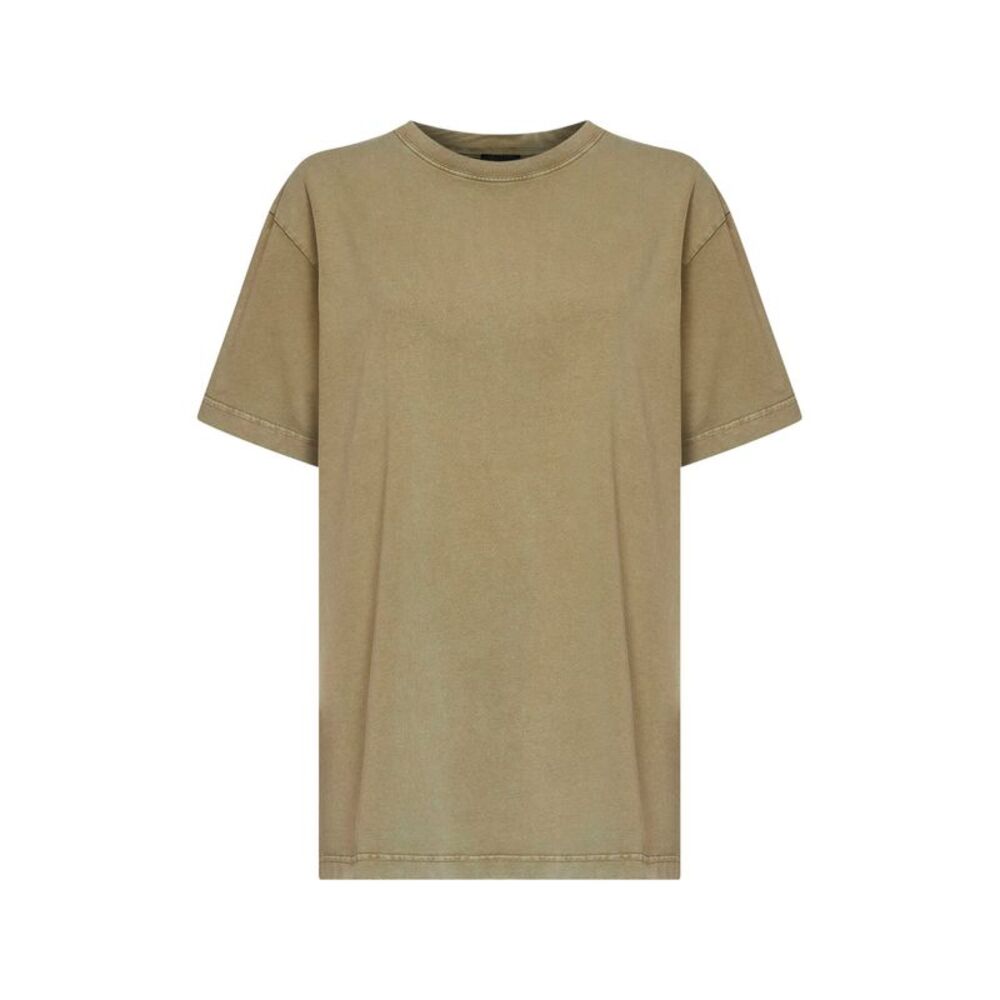 Mugler Women Khaki Cotton Jersey Logo T-Shirt